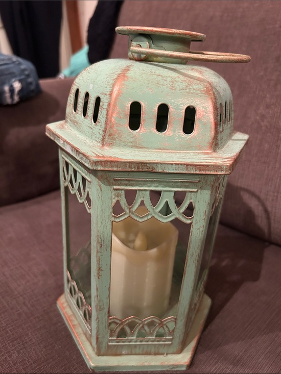 Other - Mint Green Distressed Decorative Lantern - Home Accents